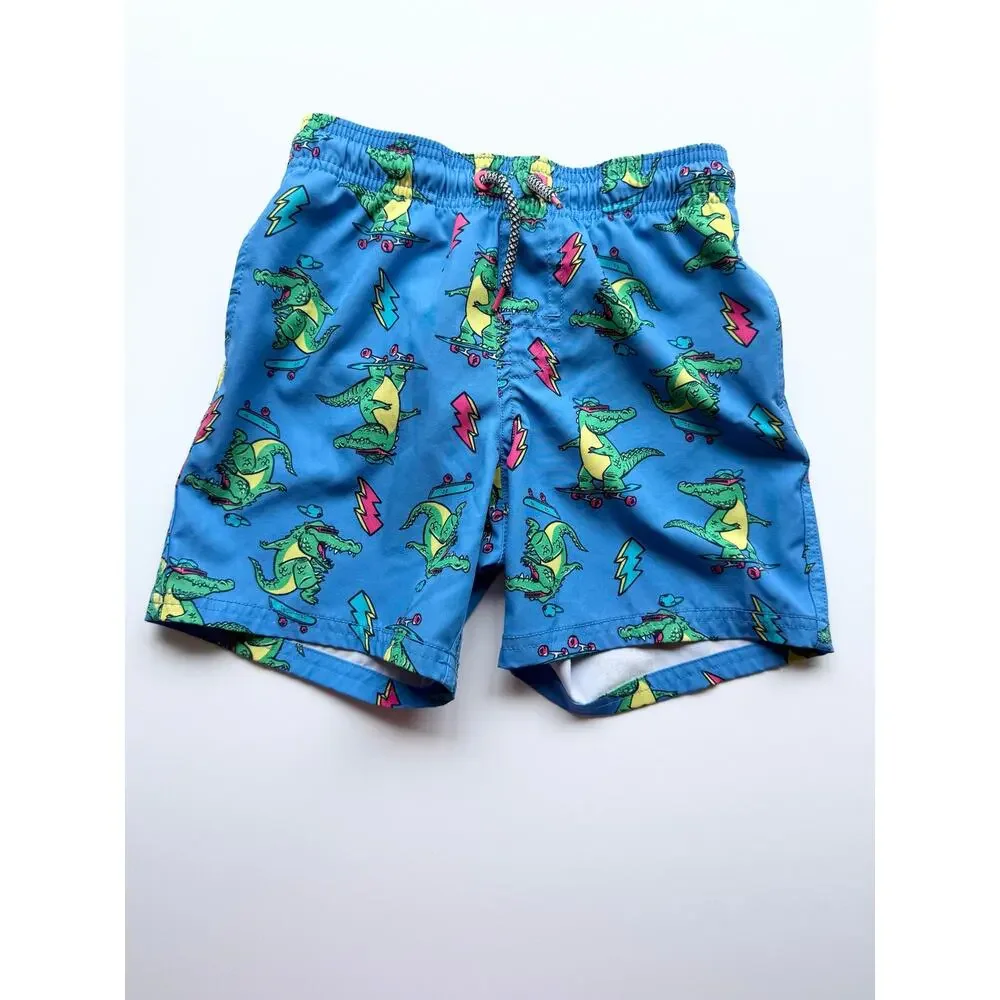 Bright tropical resort Boys Swim Trunks Lot Size 6-7 Shark Gator